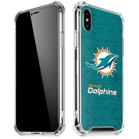 NFL Miami Dolphins Distressed- Aqua iPhone X/XS Clear Case