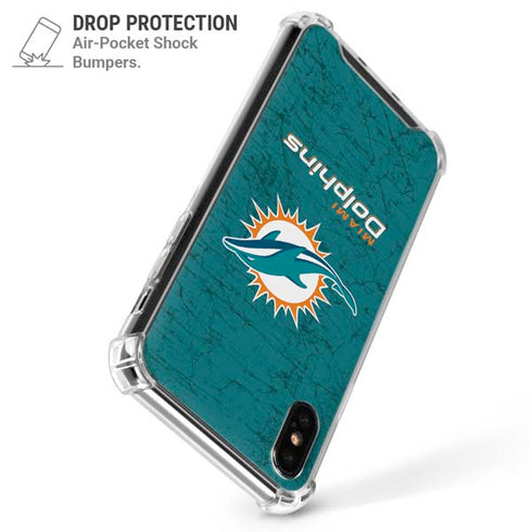 NFL Miami Dolphins Distressed- Aqua iPhone X/XS Clear Case