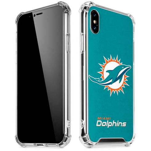 NFL Miami Dolphins Distressed- Aqua iPhone XS Max Clear Case