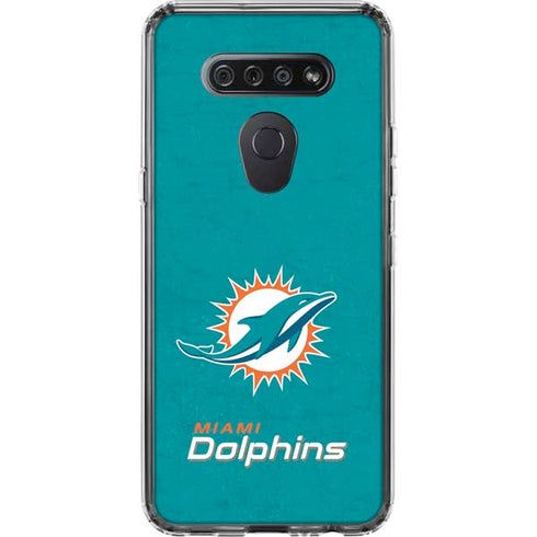 NFL Miami Dolphins Distressed- Aqua LG K51/Q51 Clear Case