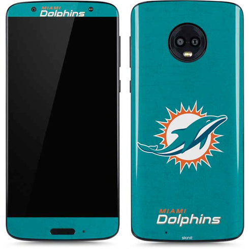 NFL Miami Dolphins Distressed- Aqua Moto G6 Skin