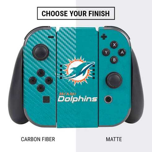 NFL Miami Dolphins Distressed- Aqua Nintendo Switch Bundle Skin