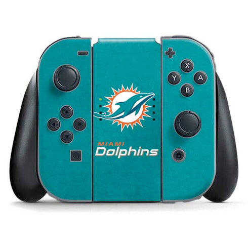 NFL Miami Dolphins Distressed- Aqua Nintendo Switch (2017-2021) Joy-Con Controller Skin