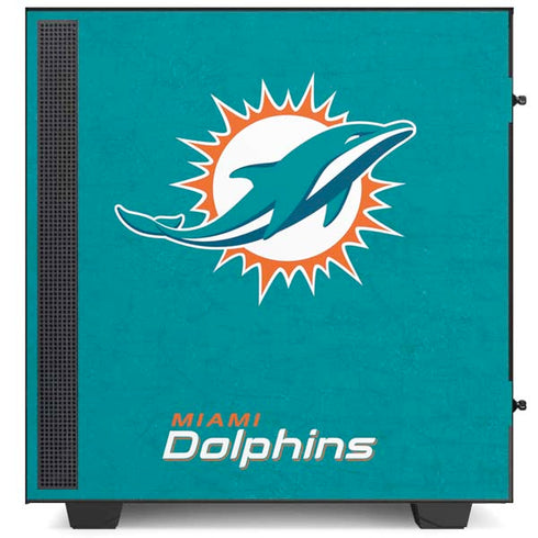 NFL Miami Dolphins Distressed- Aqua NZXT H510 Compact ATX Mid-Tower Case Skin