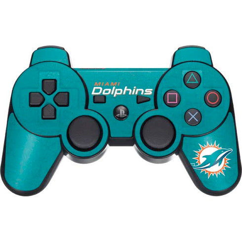 NFL Miami Dolphins Distressed- Aqua PS3 Dual Shock wireless controller Skin
