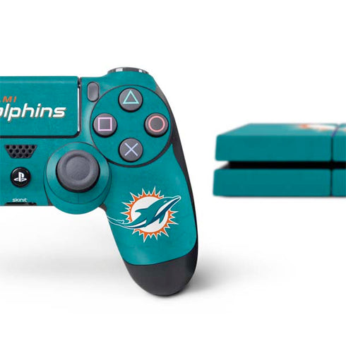 NFL Miami Dolphins Distressed- Aqua PS4 Console and Controller Bundle Skin
