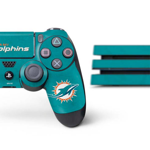 NFL Miami Dolphins Distressed- Aqua PS4 Pro Bundle Skin