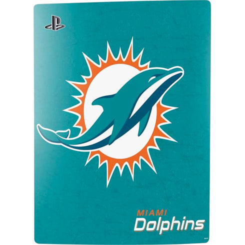 NFL Miami Dolphins Distressed- Aqua PS5 Digital Edition Console Skin
