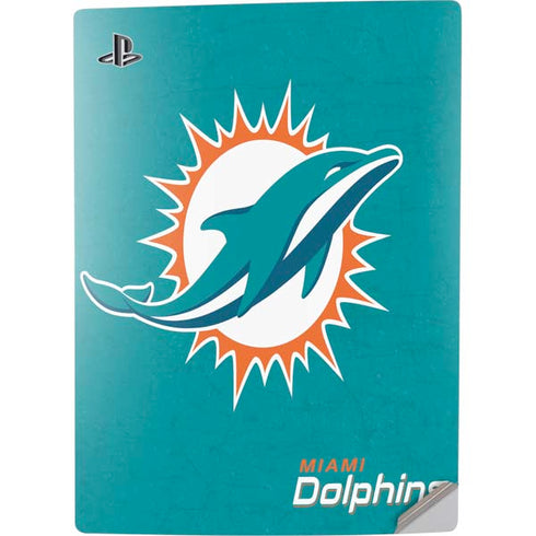NFL Miami Dolphins Distressed- Aqua PS5 Digital Edition Console Skin