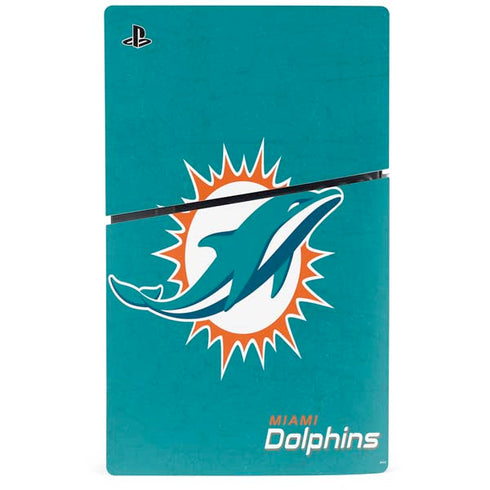 NFL Miami Dolphins Distressed- Aqua PS5 Slim Disk Console Skin