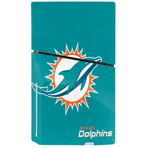 NFL Miami Dolphins Distressed- Aqua PS5 Slim Disk Console Skin