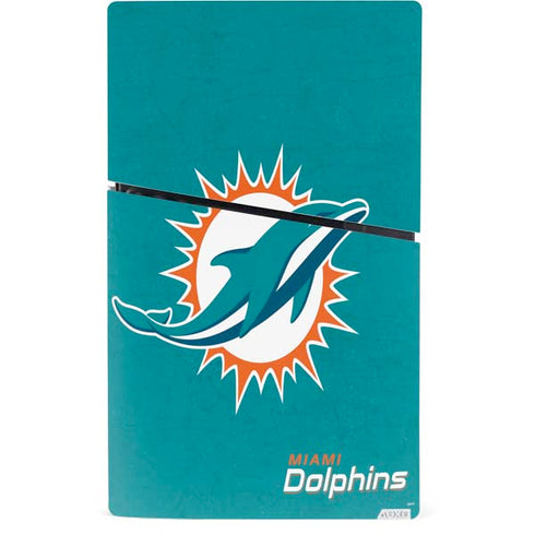NFL Miami Dolphins Distressed- Aqua PS5 Slim Digital Edition Bundle Skin