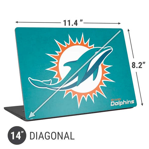 NFL Miami Dolphins Distressed- Aqua Universal Laptop 14in (11.4 x 8.2in) Skin