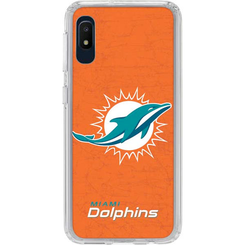 NFL Miami Dolphins Distressed- Orange Galaxy A10e Clear Case