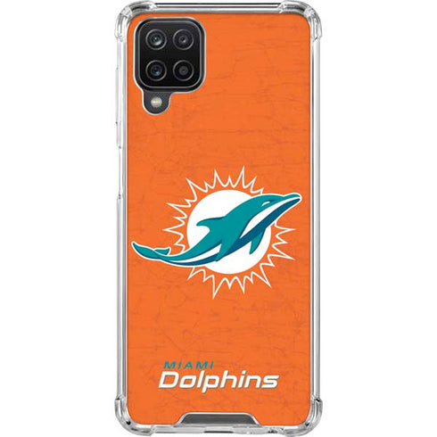 NFL Miami Dolphins Distressed- Orange Galaxy A12 Clear Case