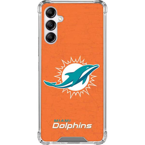 NFL Miami Dolphins Distressed- Orange Galaxy A14 5G Clear Case