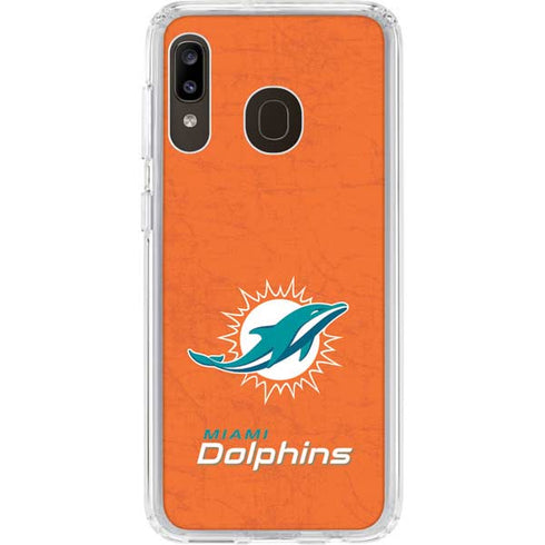 NFL Miami Dolphins Distressed- Orange Galaxy A20 Clear Case
