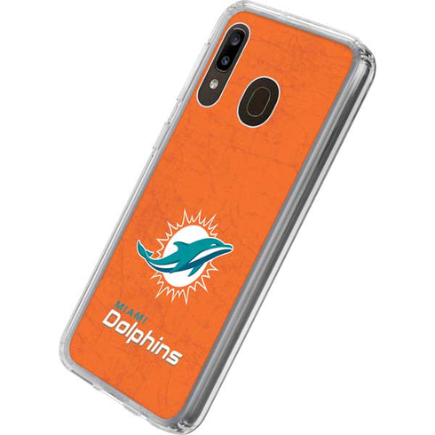 NFL Miami Dolphins Distressed- Orange Galaxy A20 Clear Case