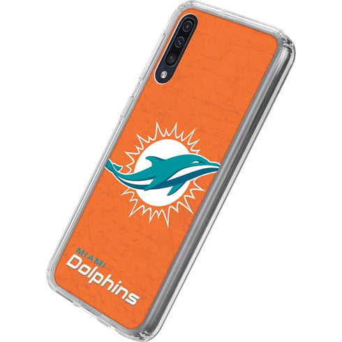 NFL Miami Dolphins Distressed- Orange Galaxy A50 Clear Case