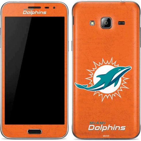 NFL Miami Dolphins Distressed- Orange Galaxy J3 Skin