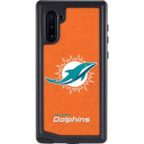 NFL Miami Dolphins Distressed- Orange Galaxy Note 10 Waterproof Case