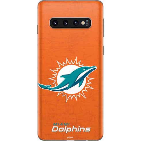 NFL Miami Dolphins Distressed- Orange Galaxy S10 Skin