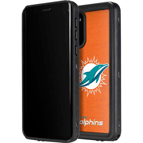 NFL Miami Dolphins Distressed- Orange Galaxy S20 Plus Waterproof Case