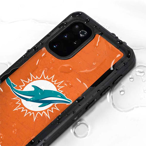 NFL Miami Dolphins Distressed- Orange Galaxy S20 Plus Waterproof Case