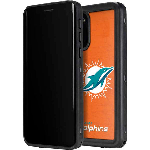 NFL Miami Dolphins Distressed- Orange Galaxy S20 Waterproof Case