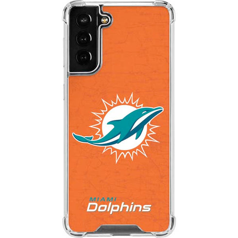 NFL Miami Dolphins Distressed- Orange Galaxy S21 FE Clear Case