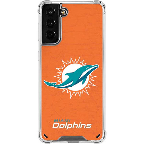 NFL Miami Dolphins Distressed- Orange Galaxy S21 Plus 5G Clear Case