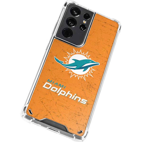 NFL Miami Dolphins Distressed- Orange Galaxy S21 Ultra 5G Clear Case