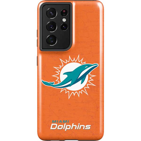 NFL Miami Dolphins Distressed- Orange Galaxy S21 Ultra 5G Pro Case