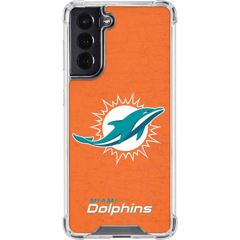 NFL Miami Dolphins Distressed- Orange Galaxy S22 Clear Case