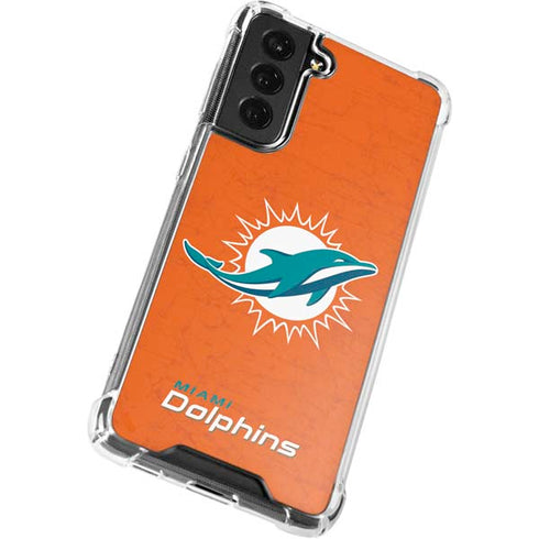 NFL Miami Dolphins Distressed- Orange Galaxy S22 Clear Case