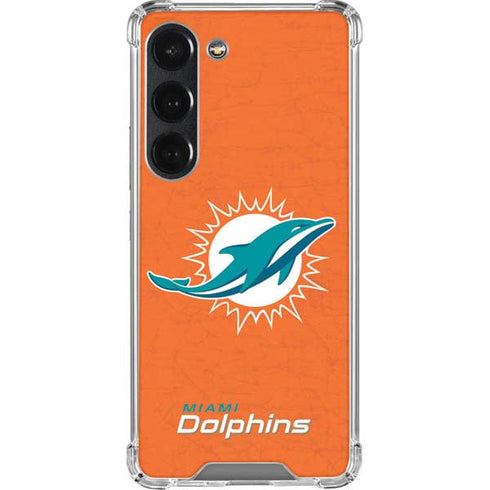 NFL Miami Dolphins Distressed- Orange Galaxy S23 Clear Case