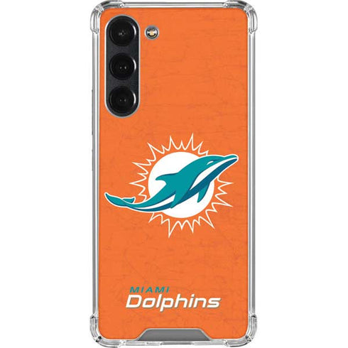 NFL Miami Dolphins Distressed- Orange Galaxy S23 Plus Clear Case