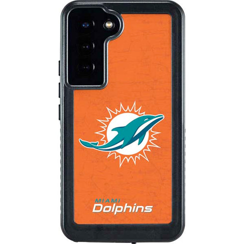 NFL Miami Dolphins Distressed- Orange Galaxy S23 Plus Waterproof Case