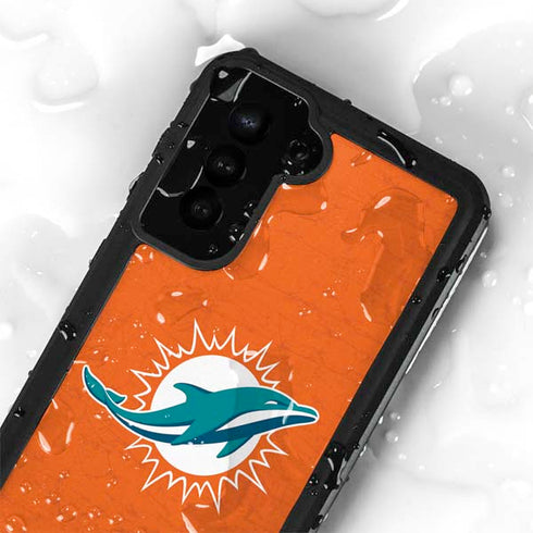 NFL Miami Dolphins Distressed- Orange Galaxy S23 Plus Waterproof Case