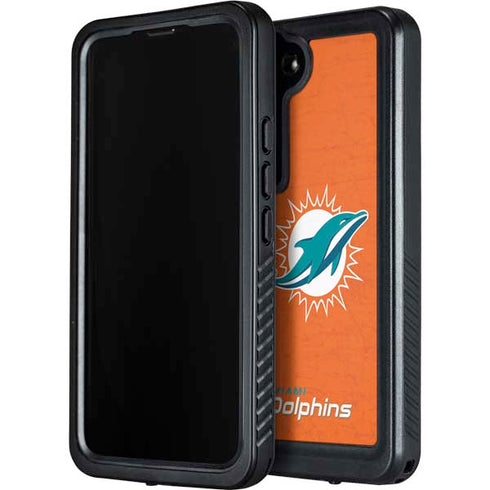 NFL Miami Dolphins Distressed- Orange Galaxy S23 Waterproof Case