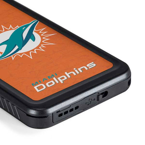 NFL Miami Dolphins Distressed- Orange Galaxy S23 Waterproof Case
