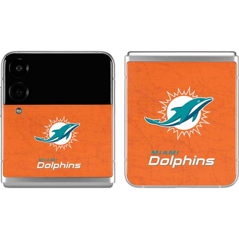NFL Miami Dolphins Distressed- Orange Galaxy Z Flip4 5G Skin