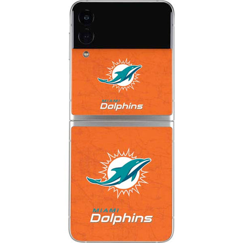 NFL Miami Dolphins Distressed- Orange Galaxy Z Flip4 5G Skin