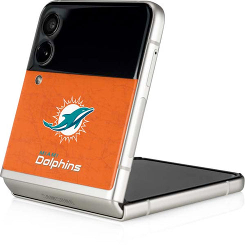 NFL Miami Dolphins Distressed- Orange Galaxy Z Flip4 5G Skin