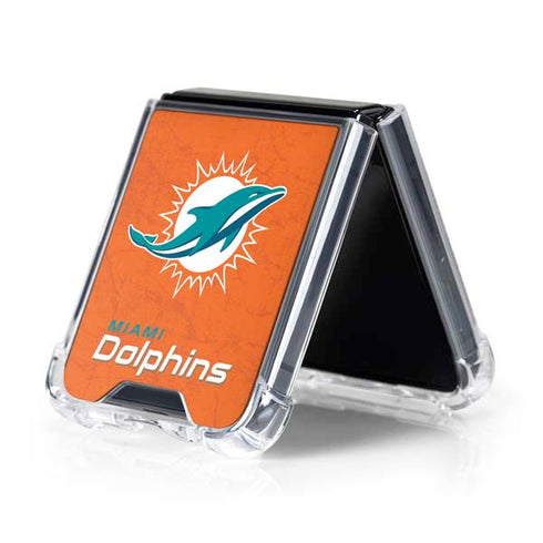 NFL Miami Dolphins Distressed- Orange Galaxy Z Flip5 5G Clear Case
