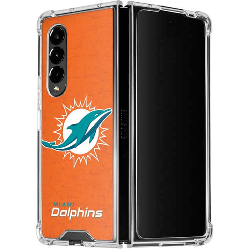 NFL Miami Dolphins Distressed- Orange Galaxy Z Fold4 5G Clear Case
