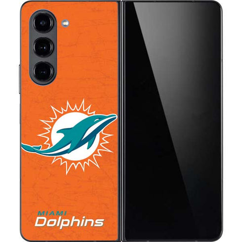 NFL Miami Dolphins Distressed- Orange Galaxy Z Fold5 5G Skin