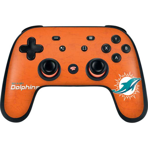 NFL Miami Dolphins Distressed- Orange Google Stadia Controller Skin