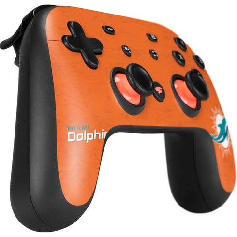 NFL Miami Dolphins Distressed- Orange Google Stadia Controller Skin