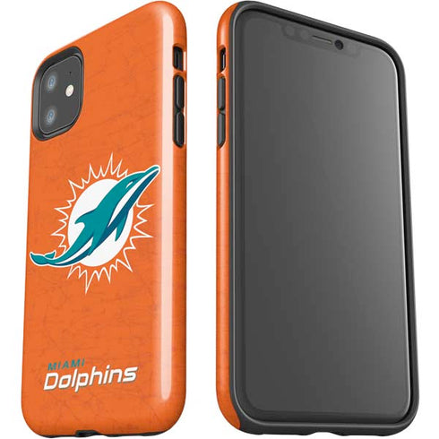 NFL Miami Dolphins Distressed- Orange iPhone 11 Impact Case